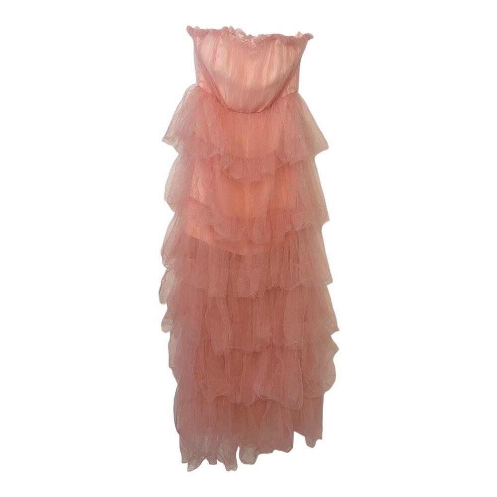 Lovers and Friends Bobbit Gown Strapless Tiered Ruffle Tulle Bridal Wedding XS - Picture 5 of 16
